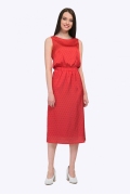 Красное в белый горох платье-миди без рукавов Emka PL792/rouge