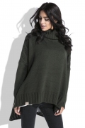 Свободный женский свитер оливкового цвета Fobya F455