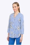 Блузка с V-образным вырезом в синюю полоску Emka B2218/hope