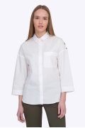 Белая женская рубашка с рисунком на спине Emka B2290/ronda