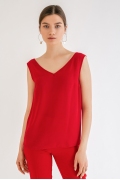 Красная летняя блузка без рукавов Emka B2347/orabella