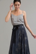 Серая юбка миди с цветочным принтом Emka S522/kaboom