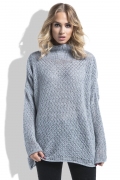 Теплый свитер свободного кроя серого цвета Fimfi I229