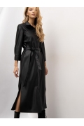 Платье рубашечного кроя из чёрной экокожи Emka PL1166/costa