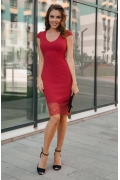 Брусничное платье с кружевным низом Donna Saggia DSP-265-34t