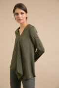 Женская блуза цвета хаки в горох Emka B2351/saratoga