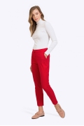 Красные женские брюки слегка зауженные к низу Emka D068/amour