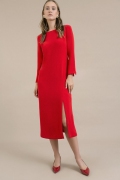 Платье красного цвета с разрезом Emka PL926/nagima