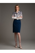 Тёмно-синяя юбка на широкой кокетке Emka S202-60/glass