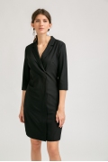 Короткое черное платье на молнии спереди Emka PL843/zofia