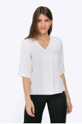 Белая блузка с имитацией запаха Emka B2293/desponi