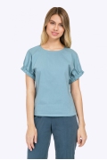 Летняя голубая блузка с короткими рукавами Emka B2226/esmira