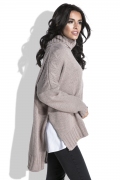 Свободный женский свитер коричневого цвета Fobya F455