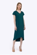 Тёмно-зелёное платье c асимметричным низом Emka PL789/iglesia