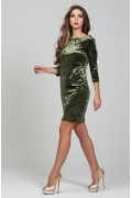 Бархатное платье оливкового цвета Donna Saggia DSP-312-59t