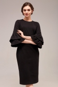 Чёрное платье с воланами на рукавах TopDesign B7 048