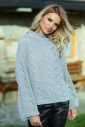 Женский свитер серого цвета Fobya F619