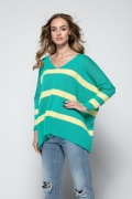 Двухцветный свитер с V-образным вырезом Fimfi I239