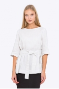 Летняя льняная блузка с поясом Emka b 2235/talifa