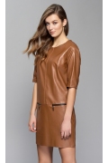 Кожаное коричневое платье Zaps Reda