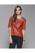 Красная кожаная блузка Zaps Basso