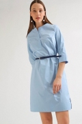 Платье голубого цвета из хлопка Emka PL985/morris