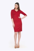 Красное платье с V-образным вырезом Emka PL758/aglaya