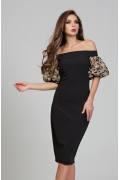 Чёрное платье с открытыми плечами Donna Saggia DSP-307-57t