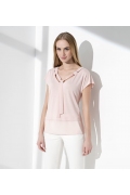 Летняя блузка оригинального кроя розового цвета Sunwear I41-2