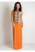 Костюм длинная оранжевая юбка и блузка TopDesign A6 145