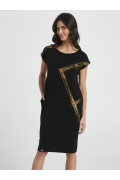 Чёрное трикотажное платье с золотым напылением Enny 250046