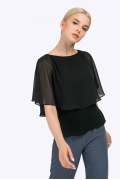 Чёрная женская блузка с пелериной Emka B2317/brina