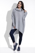 Длинный женский свитер oversize серого цвета Fimfi I213