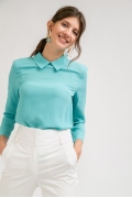 Блузка лазурного цвета в полоску Emka B2414/sarana