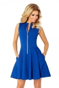 Синее платье с длинной молнией спереди Numoco 123-1