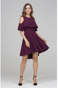 Платье с воланом цвета сангрия Donna Saggia DSP-322-87