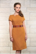 Льняное платье горчичного цвета Issi 171531