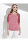 Розовая блузка с кружевными рукавами Sunwear I59-4-48