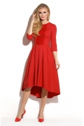 Красное платье с асимметричным низом Donna Saggia DSP-254-65
