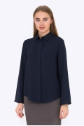 Женская офисная рубашка тёмно-синего цвета Emka b 2212/azura