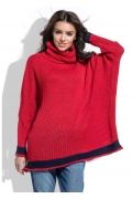 Красный свободный свитер oversize Fobya F469