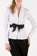 Белая блузка с черным поясом | Б690-724-300