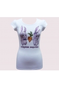 Белая футболка Fizio с кроликами "Cладкая парочка"