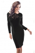 Чёрное платье с кружевом Enny 18031