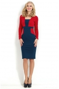 Красно-синее платье-футляр Donna Saggia DSP-170-29t
