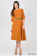 Платье горчичного цвета Emka Fashion PL-407/sofi