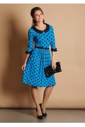 Синее платье в черный горох TopDesign B5 016