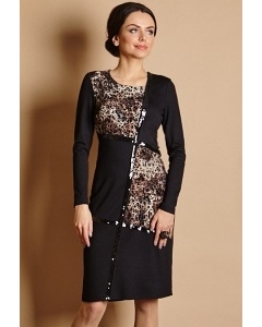 Чёрное платье с леопардовыми вставками TopDesign B5 072