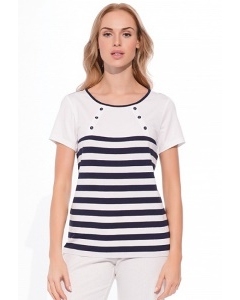 Белая блузка в синюю полоску Sunwear W50-3