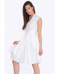 Белое платье с рубашечным воротом Emka PL-630-1/lesli